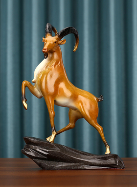 彩铜领头a羊摆件生肖羊客厅电视柜办公室装饰品商务乔迁新居礼品