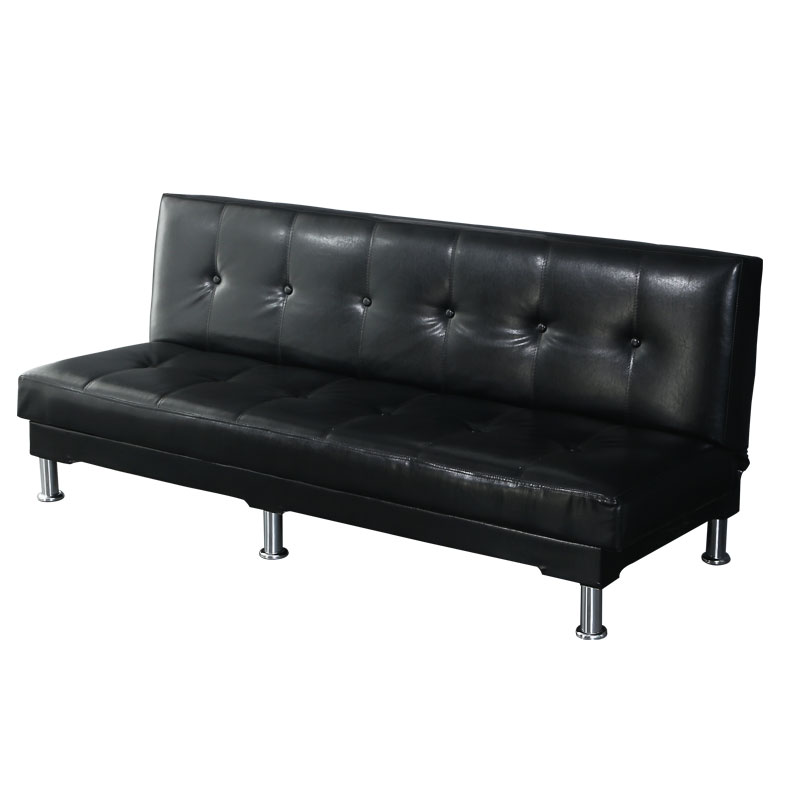 简约小户型沙发i可折叠沙发床理发租房简易沙发两用发廊黑皮革沙