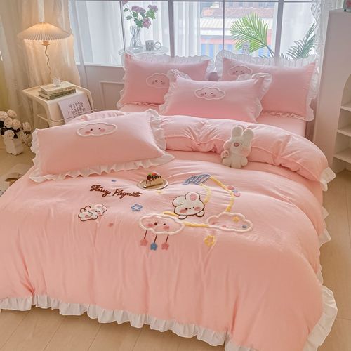 特价款可爱卡通纯棉全棉床上四件C套儿童单人床三件套床单被套裸