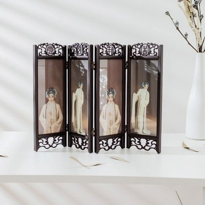 女人坊影楼中国风复古装四联折叠屏风相框摆台相架U双面镭射卡摆