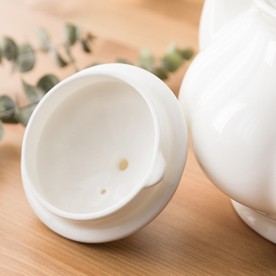 欧式 W下午茶奶茶 纯白陶瓷咖啡壶套装 宫廷高档茶壶家用大容量英式