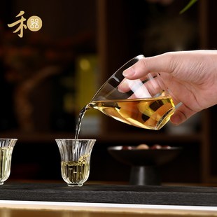 禾器天泽简约无由玻璃耐高温耐热玻E璃精致家用茶道茶具无耳匀杯