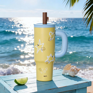 April 冰霸杯大容量保温杯女生高颜值大号吸管水杯巨无霸喝水杯子