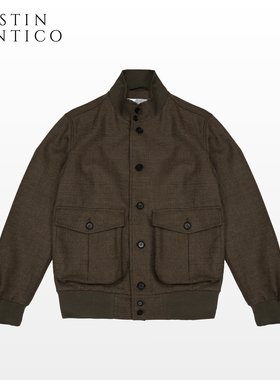 意大利Marzotto男士A1立领飞行员夹克冬羊毛双口袋长袖休闲风外套