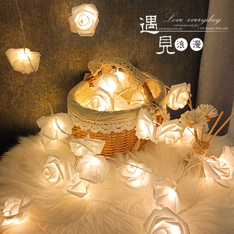 led玫瑰花灯串小彩灯卧室装饰ins表白道具后备箱惊喜求婚订婚布置