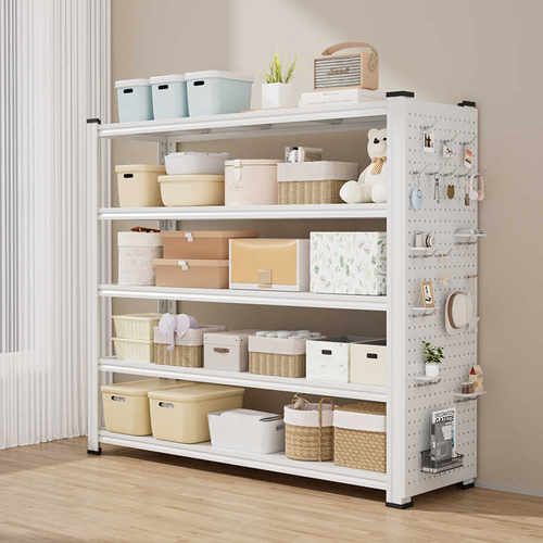 洞洞板置物架货架多层落地家用仓储角钢收纳架客厅地下室储物架