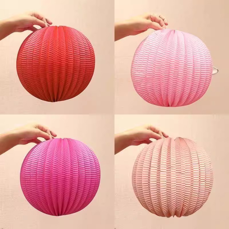 装饰拍照挂件结婚网红装饰球西瓜球粉色灯笼球纸彩色圆形吊饰走廊