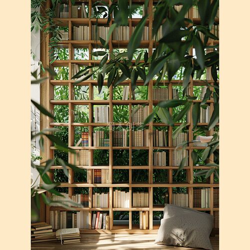 原木色全纯实木定制书架书柜老榆木书桌书架一体化落地满墙书架