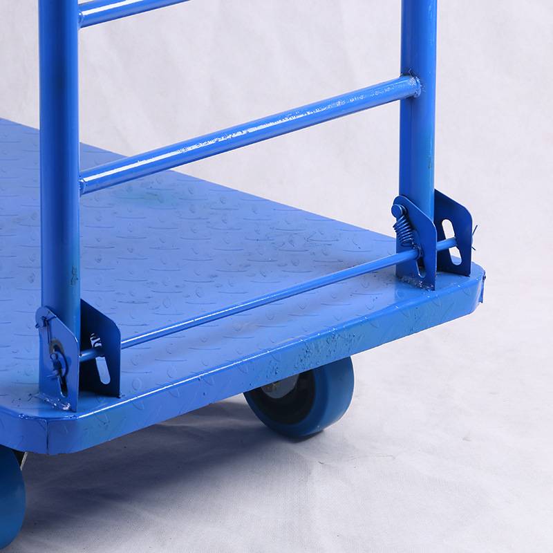 铁板拉货平板车平板四轮推货小手推车仓库搬运车工具车折叠省力