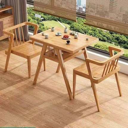 实木阳台桌椅三件套组合茶桌休闲椅子家用喝茶小户型简约一桌二椅
