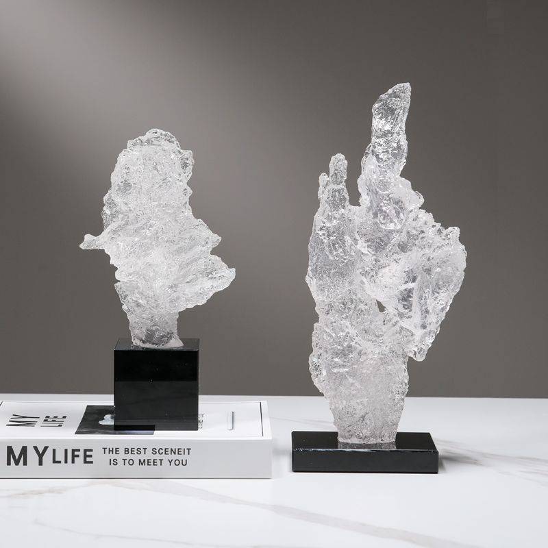 新中式太湖石雕塑摆件现代轻奢玄关客厅电视柜酒柜样板房软装饰品