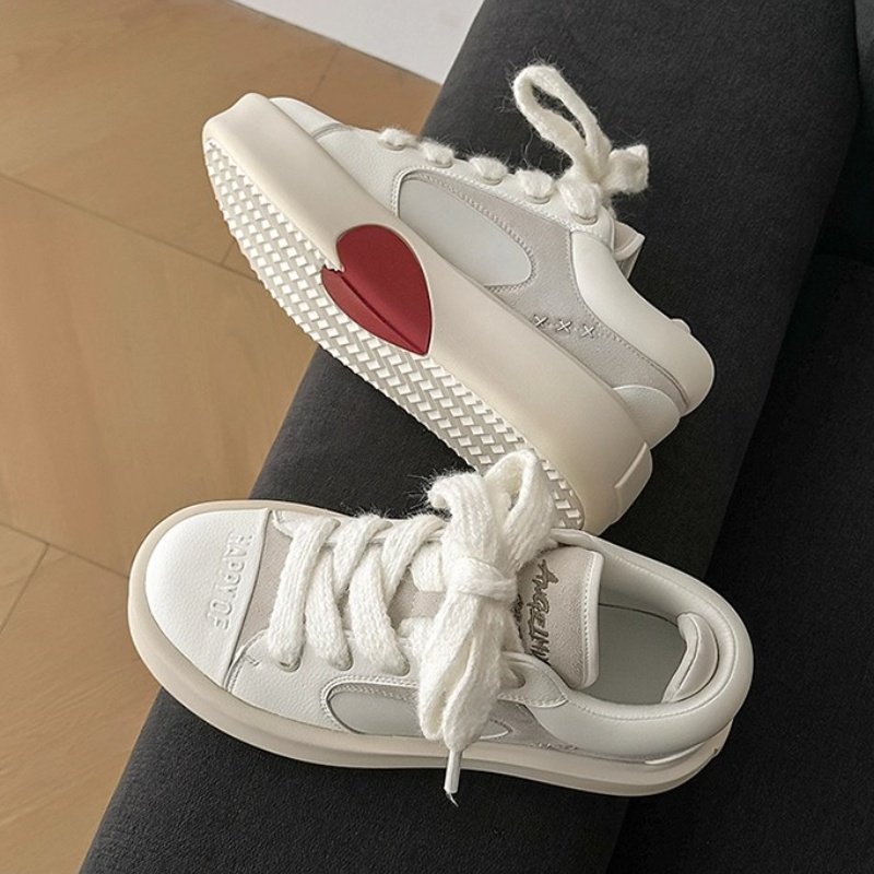 2025新款小众厚底增高鞋子男女同款百搭休闲鞋考拉灰爱心情侣板鞋