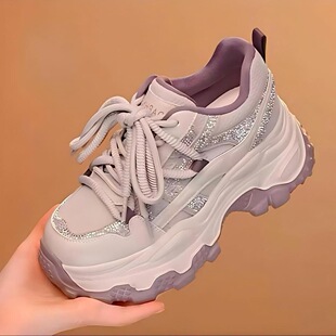 2026春季新款小个子增高厚底吸膜老爹鞋女百搭显瘦轻便休闲运动鞋