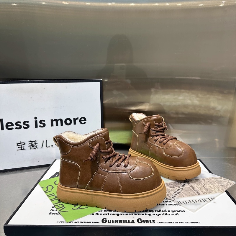 厚底丑萌大头雪地短靴子女冬季加绒加厚保暖2025新款雪地棉鞋外穿