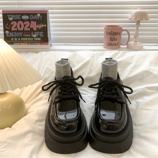英伦风厚底小皮鞋女2025新款春秋百搭黑色jk单鞋松糕乐福鞋ins潮