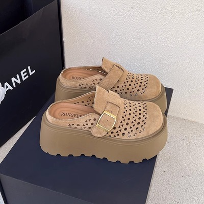 夏外穿2025懒人镂空包头半拖鞋