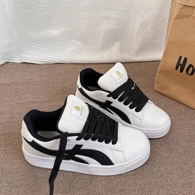 港风原创复古黑色板鞋男ins潮2025秋季新款百搭运动休闲面包鞋女