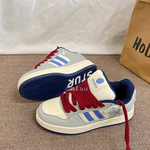 韩版厚底拼色面包鞋男ins潮