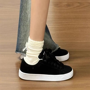 小众美式板鞋新款休闲面包鞋男款情侣鞋子秋季高级感黑色运动鞋女