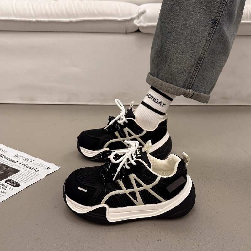 增高厚底阿甘鞋女款2025秋季新款百搭轻便休闲运动鞋老爹鞋德训鞋