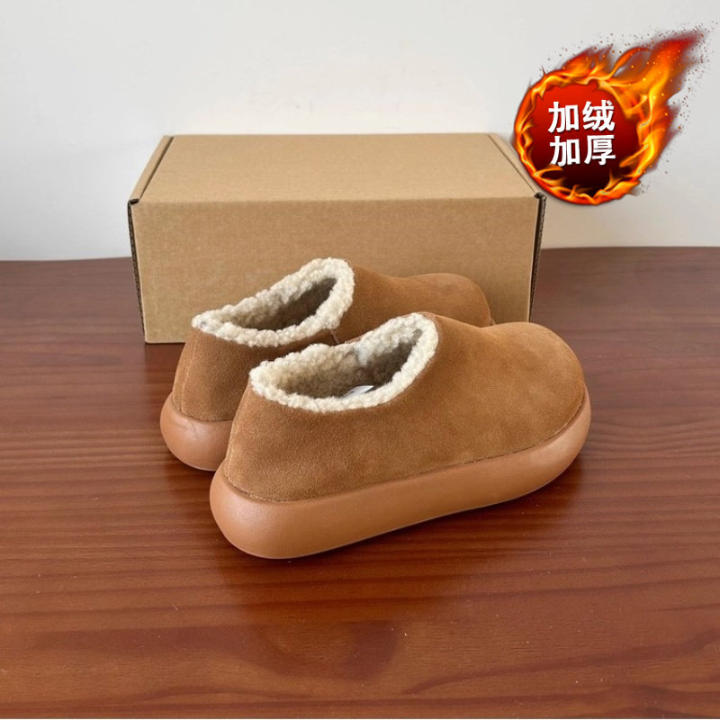 小土豆加绒勃肯鞋男士雪地靴厚底2025新款冬季鞋子一脚蹬保暖棉鞋