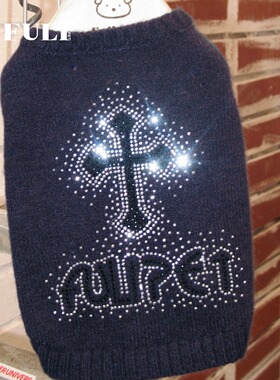 FULIPET「克罗心针织背心」爆闪铝片烫钻.朋克系列.马尔济斯