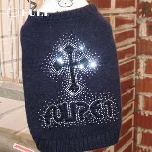 FULIPET「克罗心针织背心」爆闪铝片烫钻.朋克系列.马尔济斯