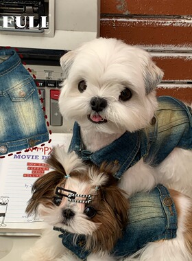 FULIPET「暮色牛仔」旧化水洗牛仔衣.丹宁系列.西施犬马尔济斯