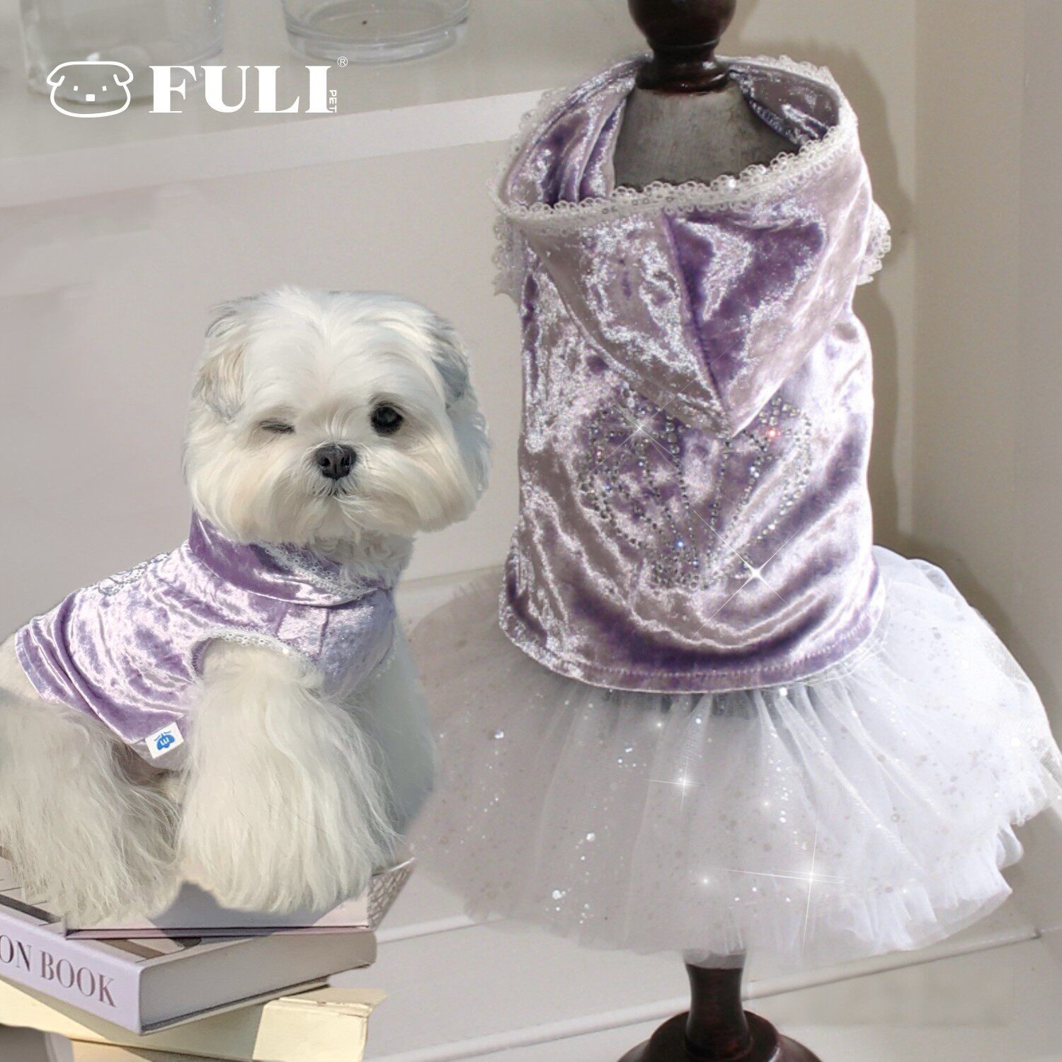 FULIPET「柔光紫贝壳」丝绒卫衣.假日系列.西施犬马尔济斯比熊
