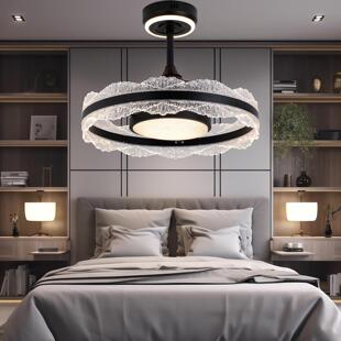 新款色全铜光谱色隐形风扇吊灯全电机黑智能语音三变光AHF配遥控