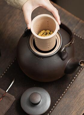 陶提梁壶2L大容量煮茶粗壶电陶炉YFQ煮茶器明火养陶生壶带滤过烧