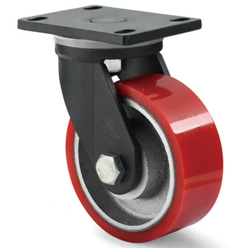 超重型脚寸加重型34寸5寸6/5吨铸铁PU耐磨承门重轮载4/6/8龙架刹