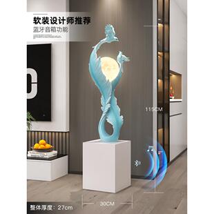 大羽毛饰客厅落地的灯品yc190986障旁边电视柜无碍豪华高端沙发入