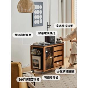 出乎生11252活巴边士茶水柜实木日小式推车樱桃木沙发柜可移动板