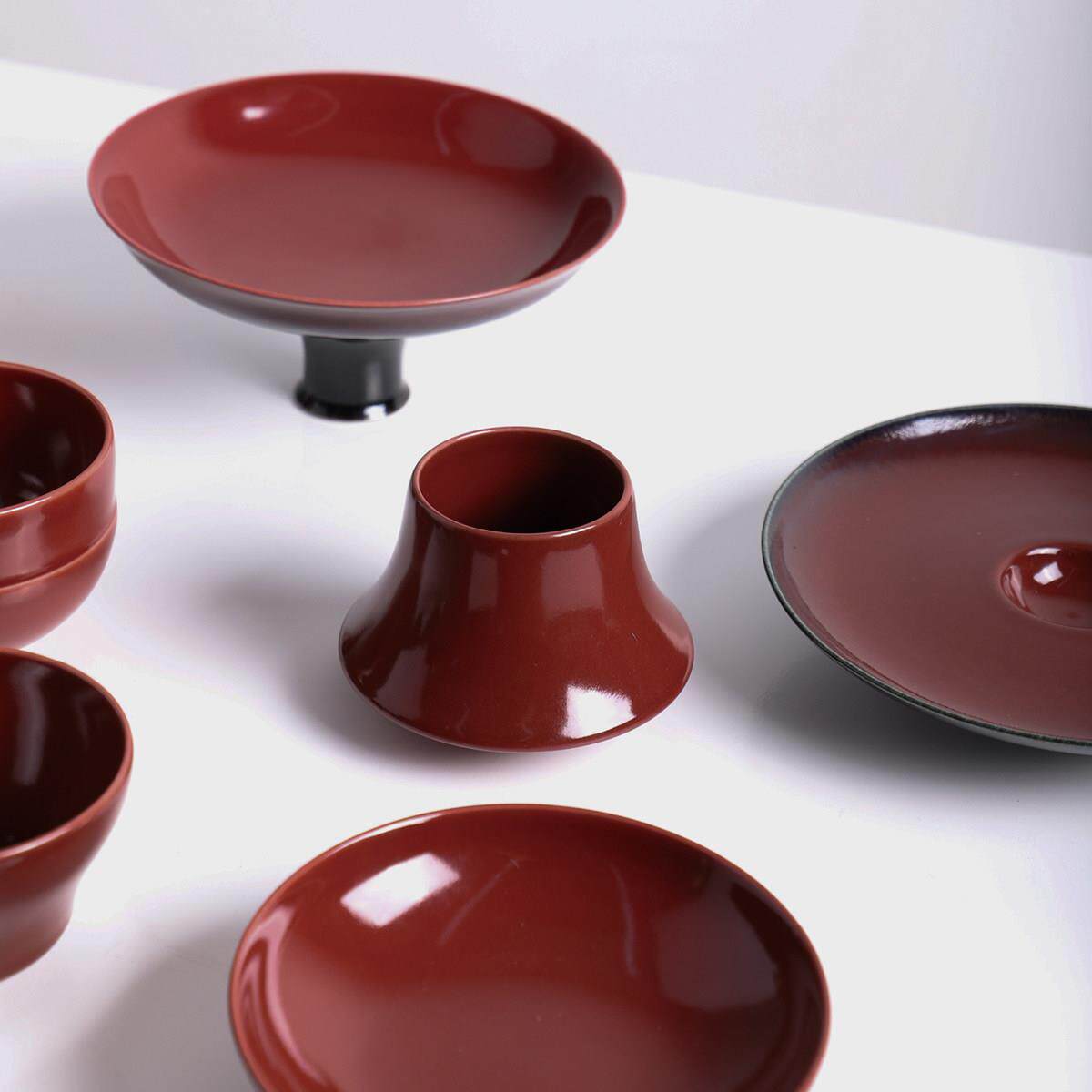 一现代新中式红匚色陶瓷艺术花BLTH5007品器 样板间样屋展示中心