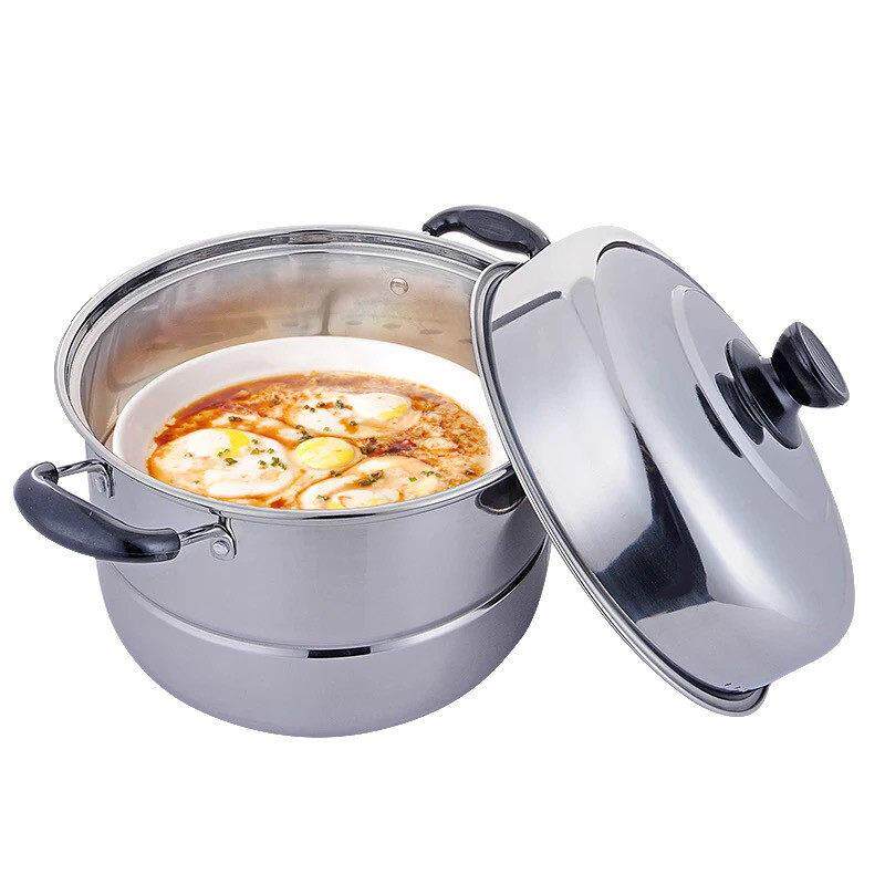 子包邮超特厚不锈钢2层大蒸锅双8蓖双层锅多用粽锅240cm大-小焖锅