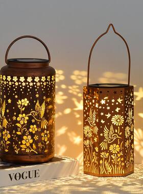 点缀蜂鸟马灯镂空太阳能户外庭院艺灯景B2306观灯铁风氛灯水防围