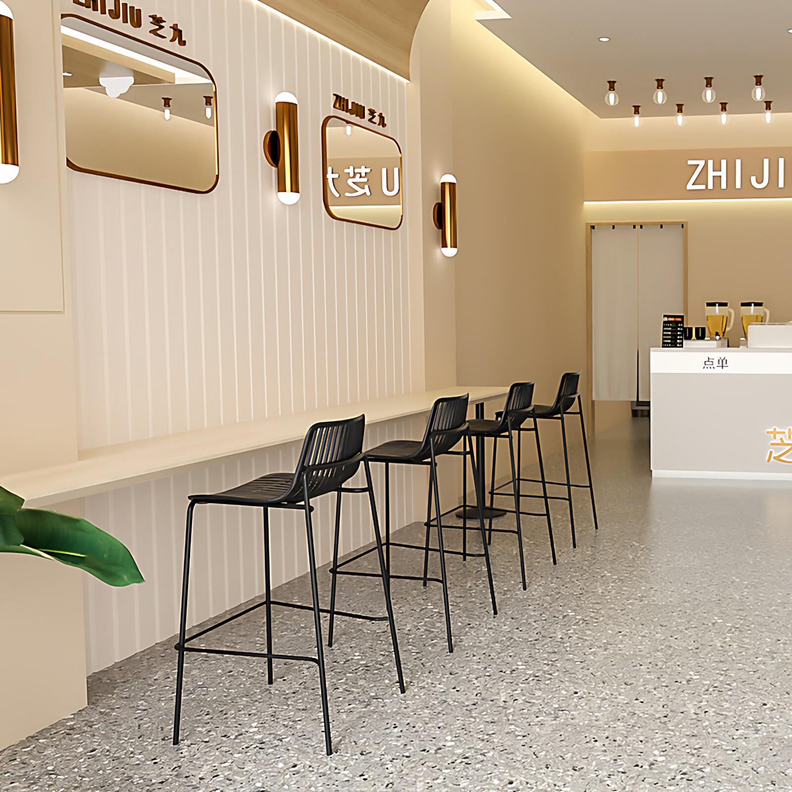 北简约茶吧台椅UZH家用高脚椅奶店吧铁艺前台椅户外轻欧奢高凳凳