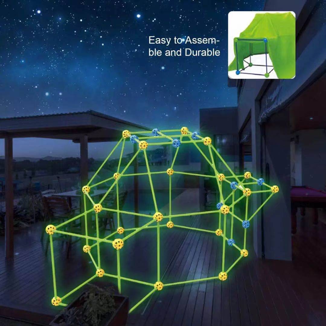 fort building kit儿童diy夜光插珠帐篷建筑游戏屋拼插积木玩具