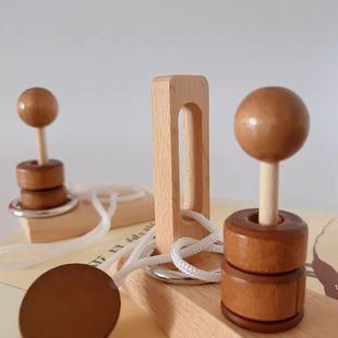 木制益智玩具拓扑解绳游戏立柱解绳解环智力玩具积木解绳套装