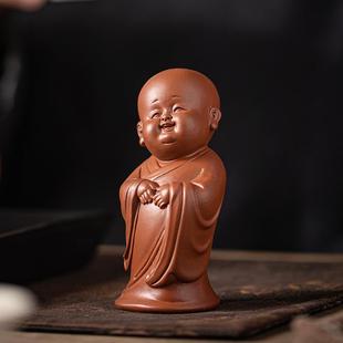 创意紫砂小和尚茶宠摆件精品可养迷你小沙弥功夫茶道茶桌茶玩配件