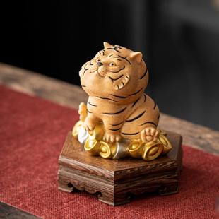 饰品小老虎本命新年礼物 2022虎年吉祥物摆件胖虎车载办公室桌面装