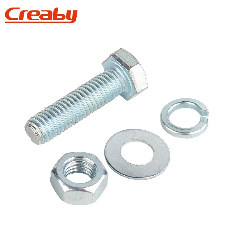 镀锌8.8级外六角螺丝螺栓螺母套装平弹垫螺帽配件大全M6M8M10M12