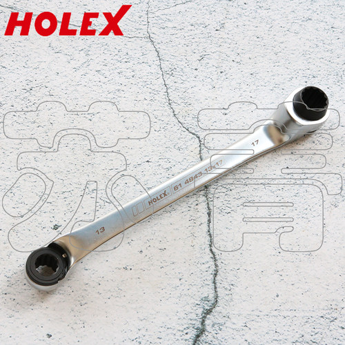 德国霍夫曼HOLEX 双头棘轮梅花扳手 亚光镀铬 614843系列 公制