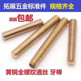 全螺纹通丝 铜双头M8M10M12 黄铜螺杆 铜牙棒 100 螺柱