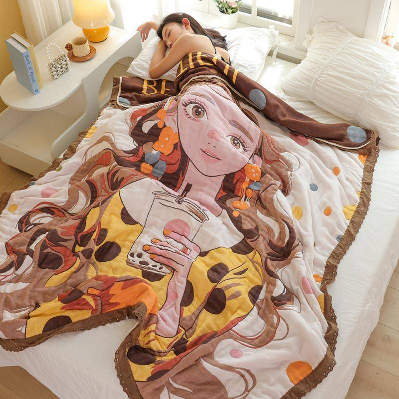 十层盖a类云朵泡被学生季iBxwDAcr柔软卡通可爱毯机洗加厚全芙棉