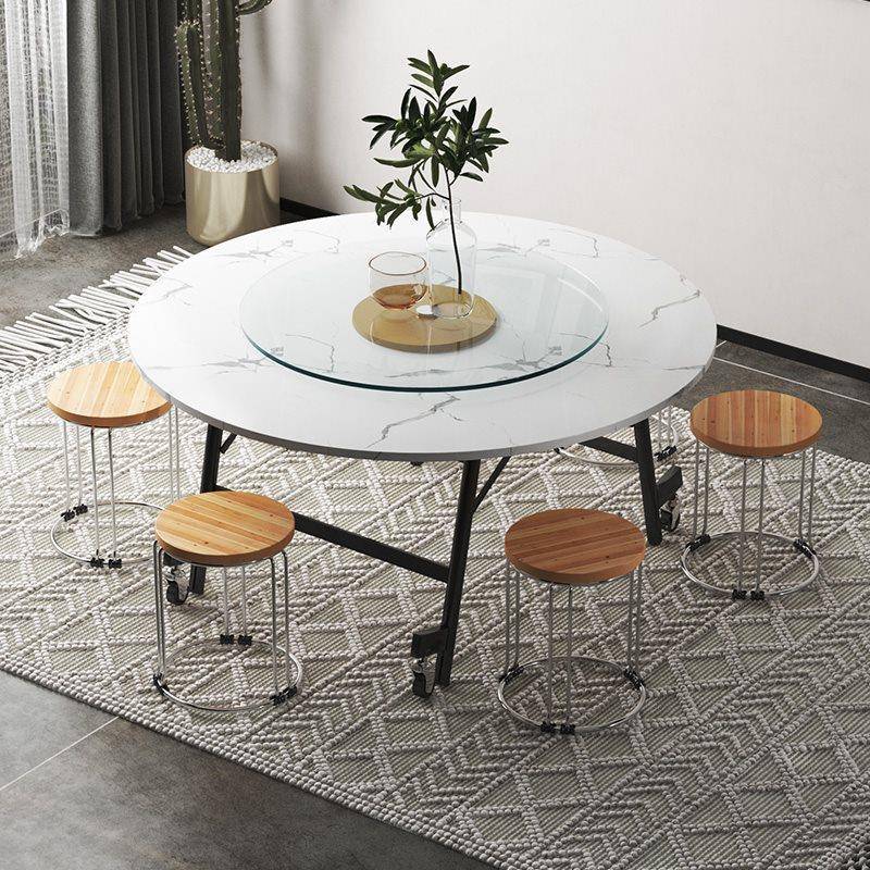 大圆桌家1折简叠1用0人酒店圆形6桌子面板饭店约F76M8M592加厚饭