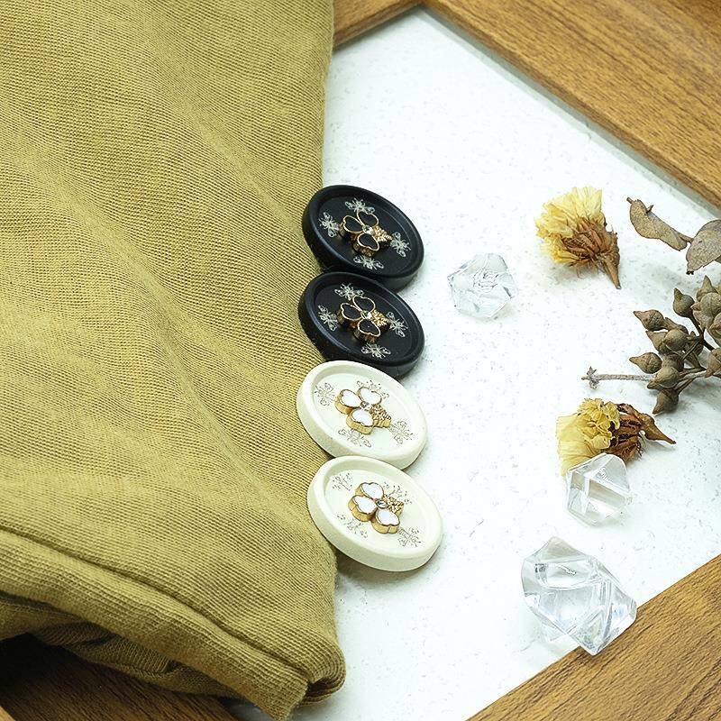 MOO厂家直销树脂金属纽现货针金属拼树脂子圆形大衣织扣扣衫扣