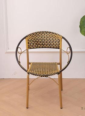 藤椅编藤靠背椅27532矮凳套桌件铁艺子家用阳椅台户外休闲老人椅