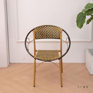 藤椅编藤靠背椅27532矮凳套桌件铁艺子家用阳椅台户外休闲老人椅